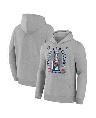 Fanatics Men's Heather Gray Florida Panthers 2025 Stanley Cup Champions Locker Room Fleece Pullover Hoodie