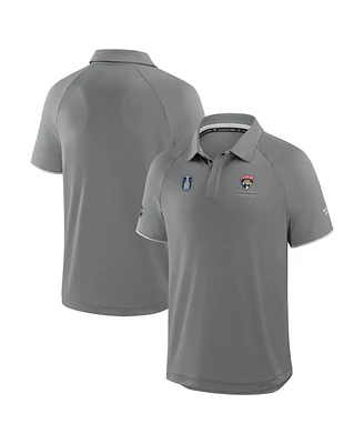 Fanatics Men's Gray Florida Panthers 2025 Stanley Cup Champions Authentic Pro Polo Shirt