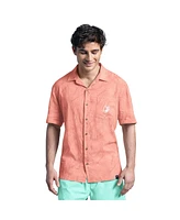 Margaritaville Men's Coral Baltimore Orioles Linen Party Button-Up Shirt