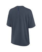 Fanatics Women's Blue New York Yankees Oversized Elements Raw Edge Future Ground T-Shirt
