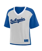 Fanatics Women's Royal/Graphite Los Angeles Dodgers Oversized Race to Win V-Neck T-Shirt