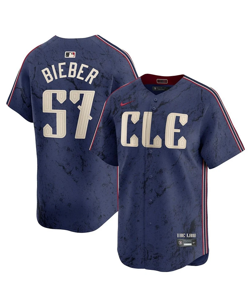 Nike Men's Shane Bieber Navy Cleveland Guardians City Connect Limited Player Jersey
