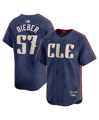 Nike Men's Shane Bieber Navy Cleveland Guardians City Connect Limited Player Jersey