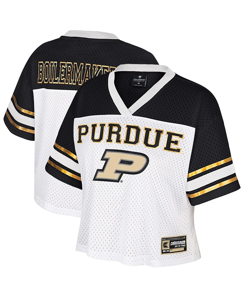 Colosseum Women's White Purdue Boilermakers Treasure Cropped Football Jersey