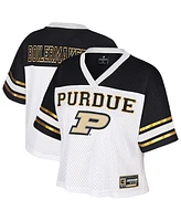 Colosseum Women's White Purdue Boilermakers Treasure Cropped Football Jersey