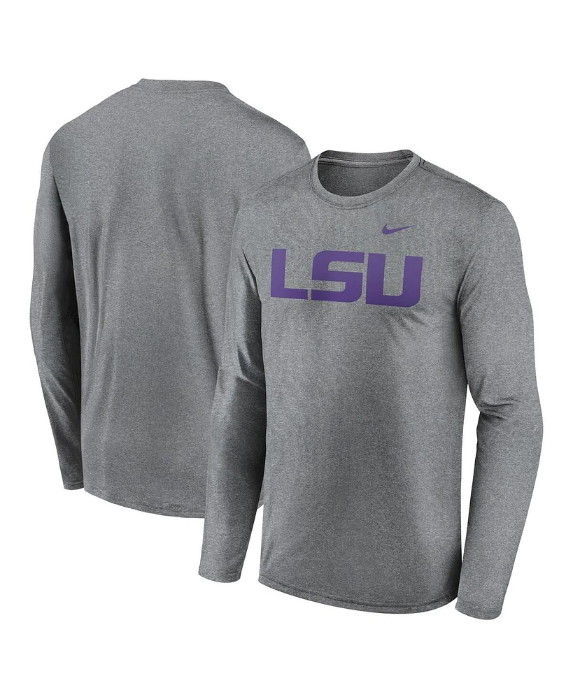 Nike Men's Heather Gray Lsu Tigers Primetime Primary Legend Long Sleeve T-Shirt