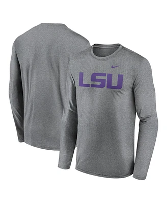 Nike Men's Heather Gray Lsu Tigers Primetime Primary Legend Long Sleeve T-Shirt