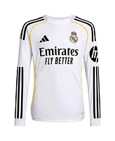Adidas Big Boys and Girls Kylian Mbappe White Real Madrid 2025/26 Home Replica Long Sleeve Jersey