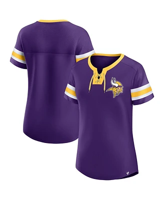 Fanatics Women's Purple Minnesota Vikings Bling Athena Jersey Style Lace-up T-Shirt