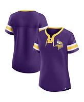 Fanatics Women's Purple Minnesota Vikings Bling Athena Jersey Style Lace-up T-Shirt
