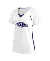 Fanatics Women's White Baltimore Ravens Plus Glitter Lace-Up V- Neck T-Shirt
