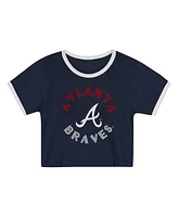 Outerstuff Preschool Girls 2-Piece Navy Atlanta Braves Double Run T-Shirt and Shorts Set
