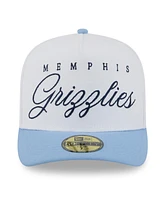 New Era Men's White/Light Blue Memphis Grizzlies 2025 Nba Draft A-Frame 59FIFTY Fitted Hat