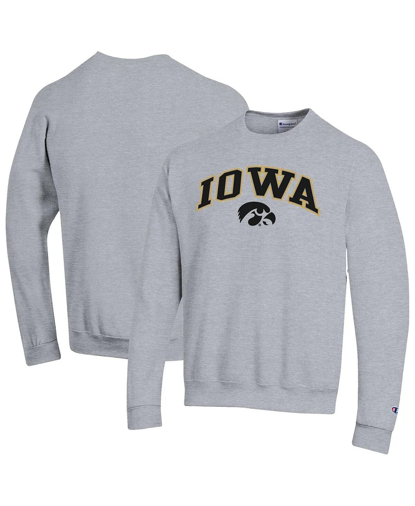 Champion Men's Heather Gray Iowa Hawkeyes Arch Over Logo Pullover Sweatshirt