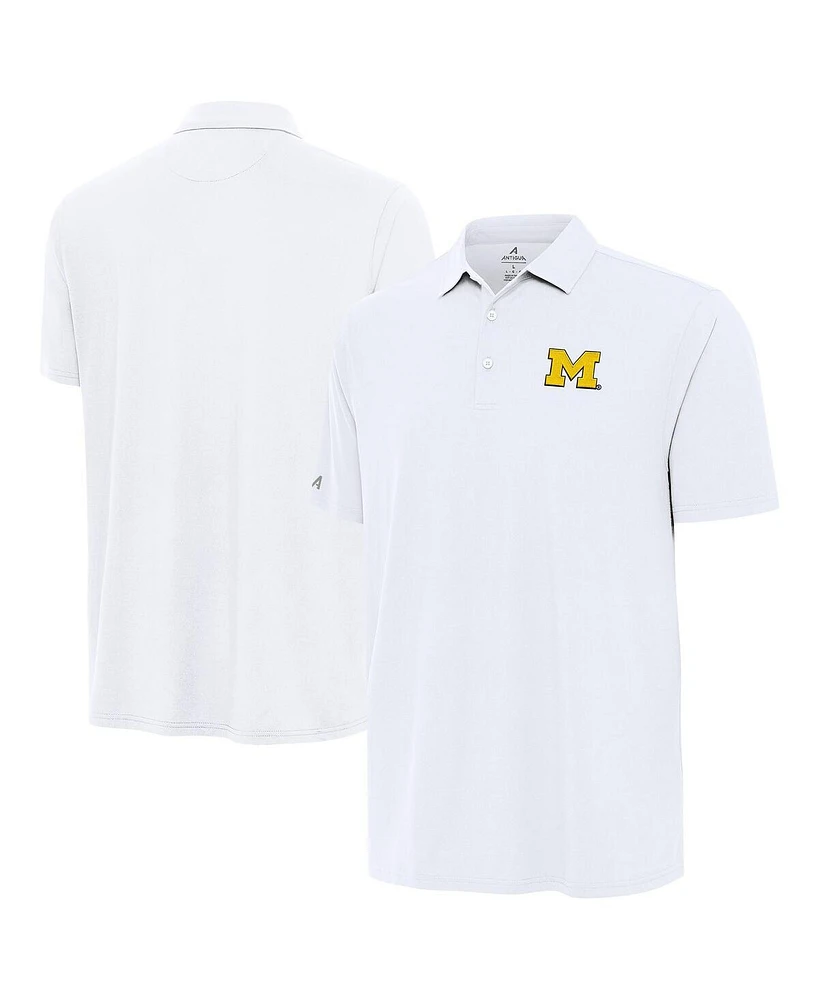 Antigua Men's White Michigan Wolverines Era Polo Shirt