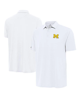 Antigua Men's White Michigan Wolverines Era Polo Shirt