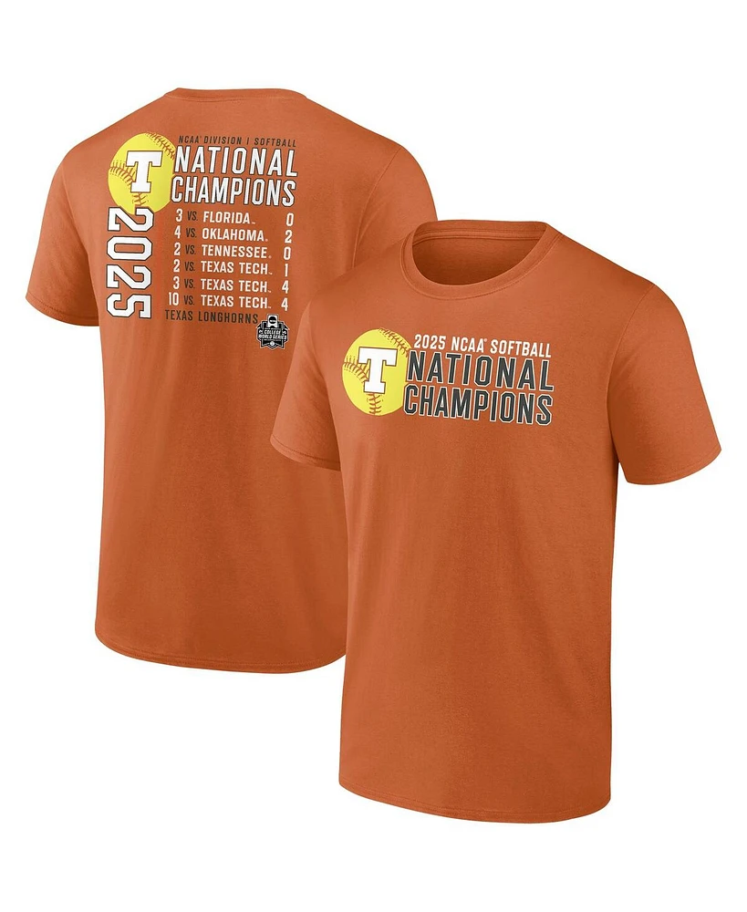 Fanatics Men's Texas Orange Longhorns 2025 Ncaa Softball Women's College World Series Champions Schedule T-Shirt