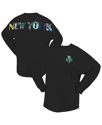 Spirit Jersey Women's Black New York Liberty Oversized Preppy City Long Sleeve T-Shirt