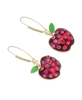Betsey Johnson Faux Stone Straight Apple Dangle Drop Earrings