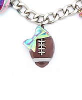 Betsey Johnson Faux Stone Kick Off Football Charm Bib Necklace