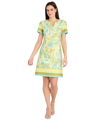 R & M Richards Women's Printed Short-Sleeve Knee-Length Dress