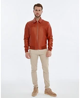 Furniq Uk Men's Leather Bomber Jacket, Created for Macy's