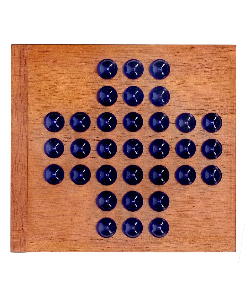 We Games Marble Solitaire Wooden Travel Game