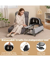 Costway 5 in 1 Portable Baby Playard Nursery Center w/ Cradle & Storage Basket