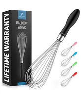 Stainless Steel Balloon Whisk 11 Inch – Durable Wire Whisk with Soft Grip Silicone Handle