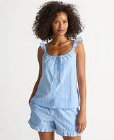 Lands' End Women's Poplin 2 Piece Pajama Set - Tank Top and Shorts