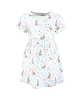 Hudson Baby Infant and Toddler Girls Cotton Dresses, Floral Bunnies