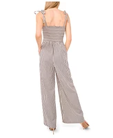 CeCe Women's Tie Strap Smocked Bodice Jumpsuit