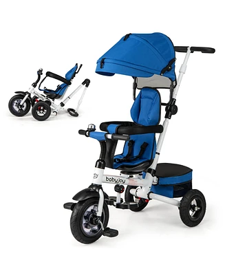 Costway Toddler 5-in-1 Folding Trike 1-5 Years Old with Safety Harness Storage