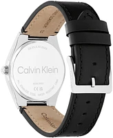 Calvin Klein Men's Black Leather Strap Watch, 39mm