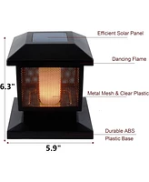 2-Pack Waterproof Flame Solar Post Lights