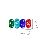 Bling Jewelry Set of 4 Christmas Charm Bead Snowflake Murano Glass Spacer for Bracelets