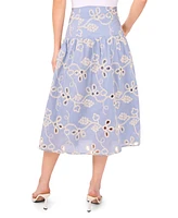 CeCe Women's Eyelet-Embroidered Wide-Waist Midi Skirt