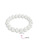 Bling Jewelry Classic Ball Round White Strand Simulated Pearl Stretch Bracelet 8MM Beads