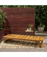Acacia Wood Chaise Lounge With Adjustable Seating