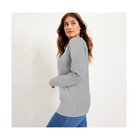 June + Vie Women's Plus Size Long-Sleeve Crewneck One + Only Tee