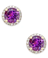 Mystic Topaz (1-3/4 ct. t.w.) and Diamond (1/6 Round Stud Earrings 14k White Gold