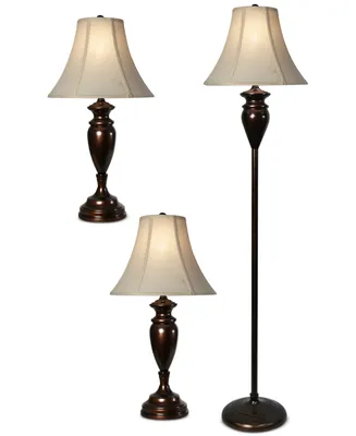 StyleCraft Set of 3 Dunbrook Finish Lamps: 1 Floor Lamp & 2 Table Lamps
