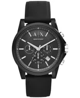 A|X Armani Exchange Unisex Chronograph Black Silicone Strap Watch 44mm AX1326