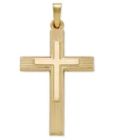 Two Tone Cross Charm Pendant in 14k Yellow and White Gold