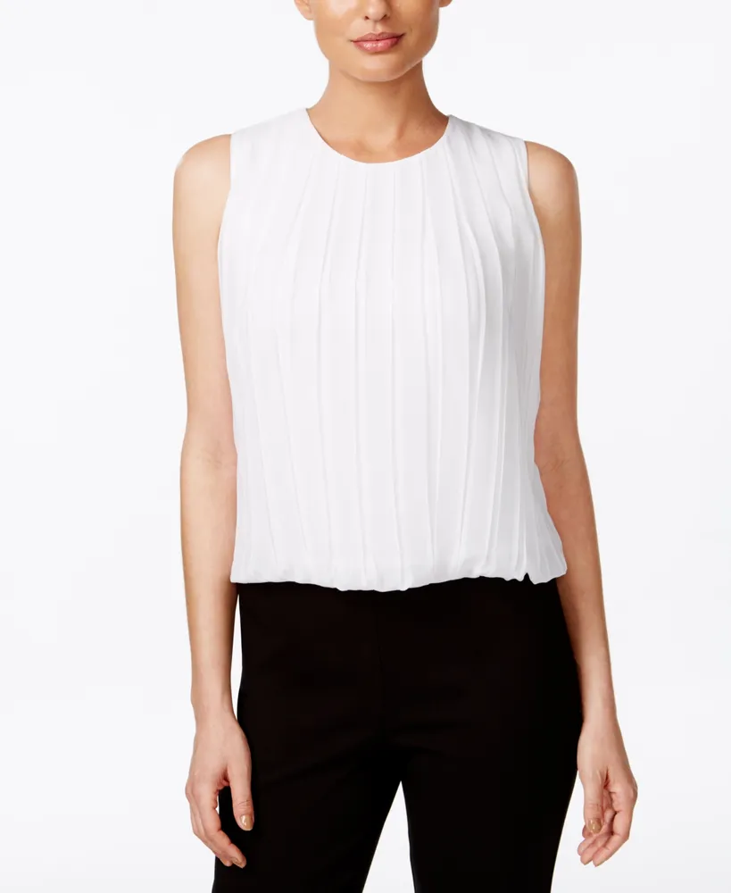 Calvin Klein Sleeveless Pleated Blouse