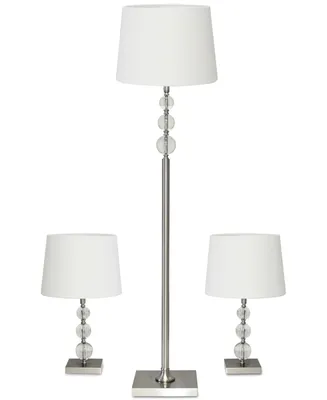 Adesso 3-Pc. Metal and Crystal Lamp Set