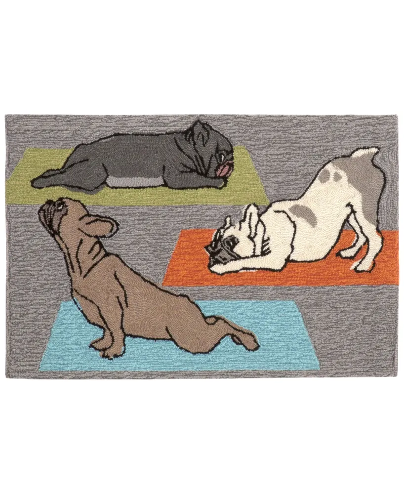 Liora Manne Front Porch Indoor/Outdoor Yoga Dogs Heather 2' x 3' Area Rug