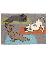 Liora Manne Front Porch Indoor Outdoor Yoga Dogs Heather Area Rug