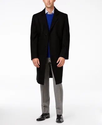 London Fog Big and Tall Signature Wool-Blend Overcoat