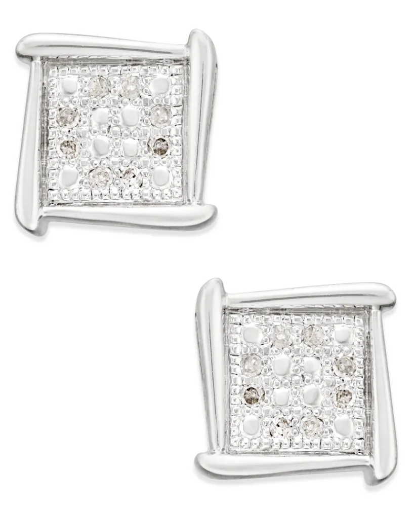 Diamond Accent Square Stud Earrings 10k White, Yellow or Rose Gold
